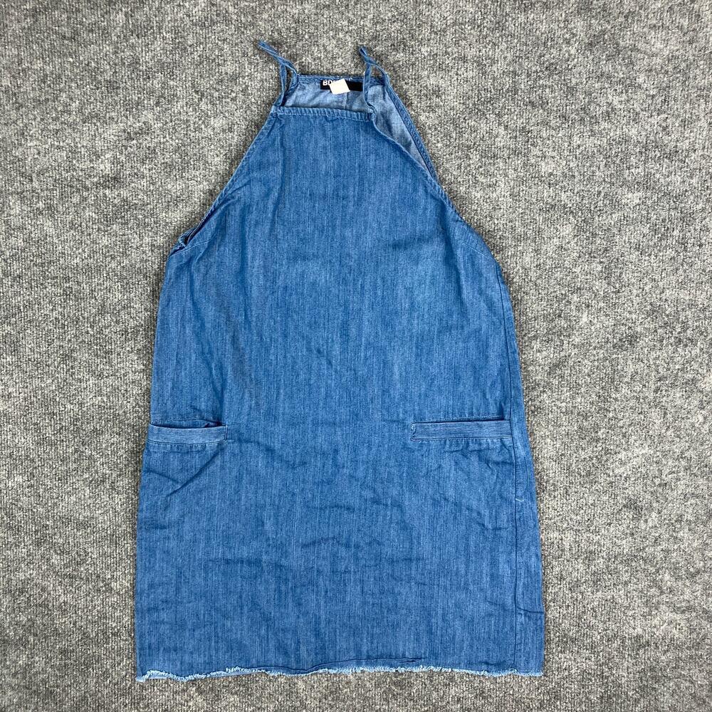 BDG Denim Overall Dress Womens XS Blue Halter Midi Raw Hem Pockets Casual